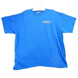 Jensen Mens Delphi Racing T Shirt Size 2XL Blue Graphic Logo Heavyweight